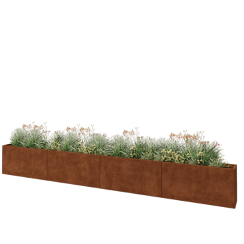 Cortenstaal plantenbak XXL - Rechthoek - 480 x 30 x 60 cm - Met bodemplaat