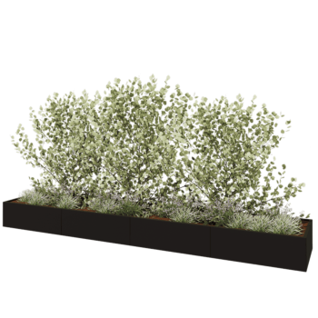 Stalen plantenbak XXL - Rechthoek - 480 x 80 x 40 cm - RAL9005 mat (zwart) - Met bodemplaat