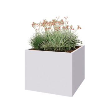 Stalen plantenbak - Vierkant - 100 x 100 x 80 cm - RAL9010 mat (wit) - Met bodemplaat