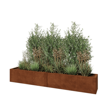 Cortenstaal plantenbak XXL - Rechthoek - 200 x 30 x 30 cm - Met bodemplaat