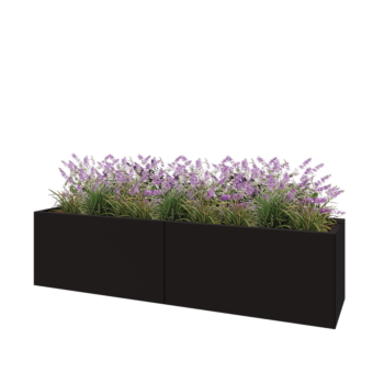 Stalen plantenbak XXL - Rechthoek - 200 x 50 x 50 cm - RAL9005 mat (zwart) - Zonder bodemplaat