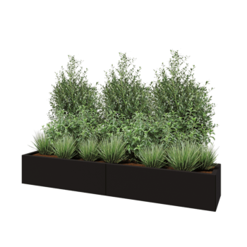 Stalen plantenbak XXL - Rechthoek - 200 x 40 x 30 cm - RAL9005 mat (zwart) - Met bodemplaat