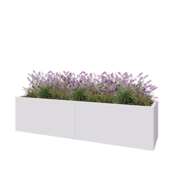Stalen plantenbak XXL - Rechthoek - 200 x 50 x 50 cm - RAL9010 mat (wit) - Met bodemplaat