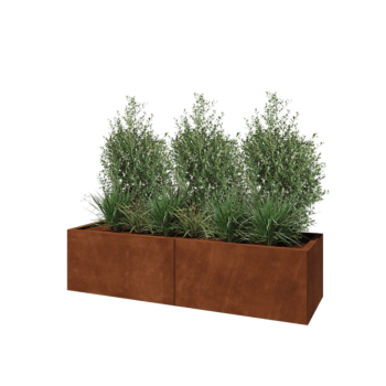 Cortenstaal plantenbak XXL - Rechthoek - 160 x 50 x 40 cm - Met bodemplaat
