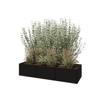 Stalen plantenbak XXL - Rechthoek - 150 x 50 x 30 cm - RAL9005 mat (zwart) - Zonder bodemplaat