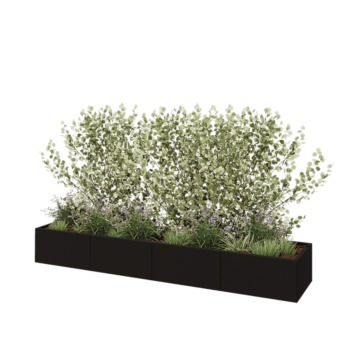 Stalen plantenbak XXL - Rechthoek - 320 x 60 x 40 cm - RAL9005 mat (zwart) - Zonder bodemplaat