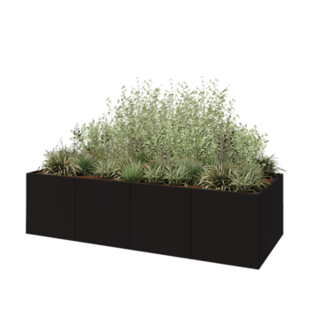 Stalen plantenbak XXL - Rechthoek - 320 x 120 x 80 cm - RAL9005 mat (zwart) - Met bodemplaat