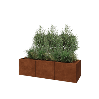 Cortenstaal plantenbak XXL - Rechthoek - 150 x 50 x 40 cm - Met bodemplaat