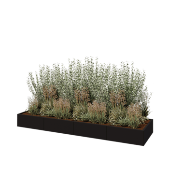 Stalen plantenbak XXL - Rechthoek - 320 x 80 x 30 cm - RAL9005 mat (zwart) - Zonder bodemplaat