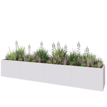 Stalen plantenbak XXL - Rechthoek - 480 x 80 x 80 cm - RAL9010 mat (wit) - Zonder bodemplaat