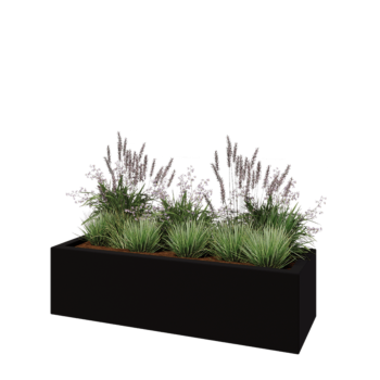 Polyester plantenbak - Rechthoek - 150 x 50 x 40 cm - RAL9005 mat (zwart) - Met bodem