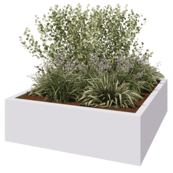 Polyester plantenbak - Vierkant - 200 x 200 x 60 cm - RAL9010 mat (wit) - Met bodem