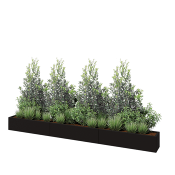 Stalen plantenbak XXL - Rechthoek - 360 x 30 x 30 cm - RAL9005 mat (zwart) - Zonder bodemplaat