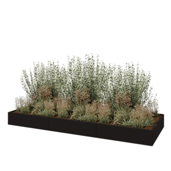 Stalen plantenbak XXL - Rechthoek - 360 x 120 x 30 cm - RAL9005 mat (zwart) - Met bodemplaat