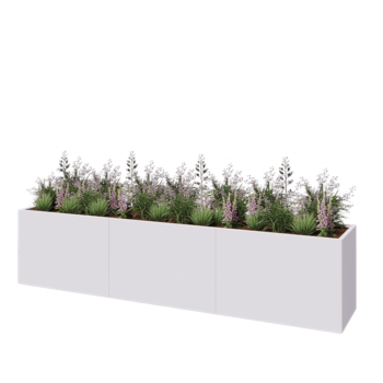 Stalen plantenbak XXL - Rechthoek - 360 x 60 x 80 cm - RAL9010 mat (wit) - Met bodemplaat