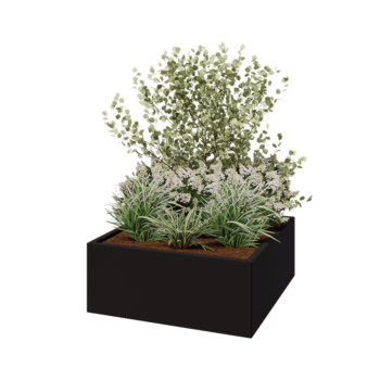 Stalen plantenbak - Vierkant - 100 x 100 x 40 cm - RAL9005 mat (zwart) - Zonder bodemplaat