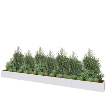 Stalen plantenbak XXL - Rechthoek - 480 x 40 x 30 cm - RAL9010 mat (wit) - Met bodemplaat