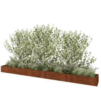 Cortenstaal plantenbak XXL - Rechthoek - 480 x 50 x 30 cm - Met bodemplaat
