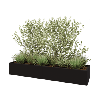 Stalen plantenbak XXL - Rechthoek - 200 x 50 x 30 cm - RAL9005 mat (zwart) - Met bodemplaat