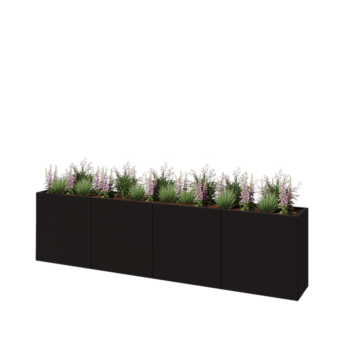 Stalen plantenbak XXL - Rechthoek - 320 x 40 x 80 cm - RAL9005 mat (zwart) - Zonder bodemplaat