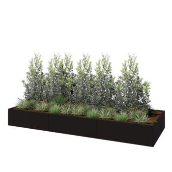 Stalen plantenbak XXL - Rechthoek - 360 x 120 x 40 cm - RAL9005 mat (zwart) - Zonder bodemplaat