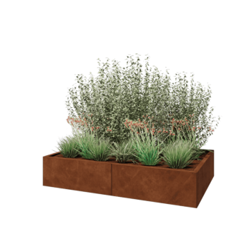 Cortenstaal plantenbak XXL - Rechthoek - 160 x 100 x 30 cm - Met bodemplaat