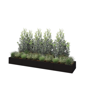 Stalen plantenbak XXL - Rechthoek - 320 x 60 x 30 cm - RAL9005 mat (zwart) - Met bodemplaat