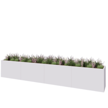 Stalen plantenbak XXL - Rechthoek - 480 x 60 x 80 cm - RAL9010 mat (wit) - Met bodemplaat