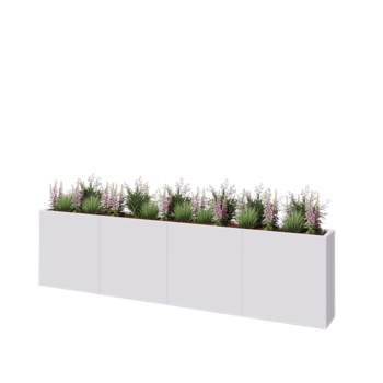 Stalen plantenbak XXL - Rechthoek - 320 x 30 x 80 cm - RAL9010 mat (wit) - Met bodemplaat