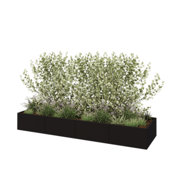 Stalen plantenbak XXL - Rechthoek - 320 x 80 x 40 cm - RAL9005 mat (zwart) - Zonder bodemplaat