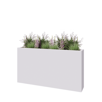 Polyester plantenbak - Rechthoek - 150 x 25 x 80 cm - RAL9010 mat (wit) - Met bodem