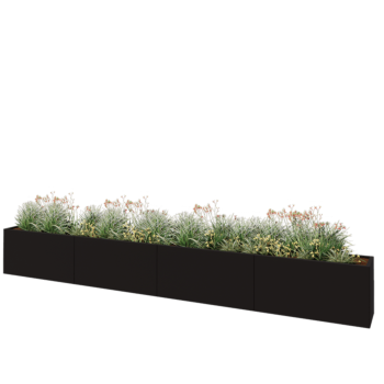 Stalen plantenbak XXL - Rechthoek - 480 x 40 x 60 cm - RAL9005 mat (zwart) - Zonder bodemplaat