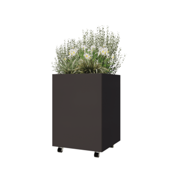 Stalen plantenbak - Vierkant - 60 x 60 x 80 cm - Andere RAL kleur - Met bodemplaat - Met wielen