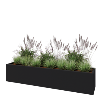 Polyester plantenbak - Rechthoek - 200 x 40 x 40 cm - RAL7021 mat (zwartgrijs) - Met bodem