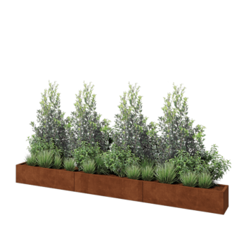 Cortenstaal plantenbak XXL - Rechthoek - 360 x 30 x 30 cm - Met bodemplaat