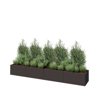 Stalen plantenbak XXL - Rechthoek - 320 x 50 x 40 cm - RAL7016 mat (antraciet grijs) - Met bodemplaat