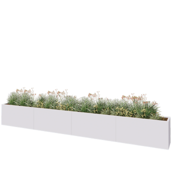 Stalen plantenbak XXL - Rechthoek - 480 x 40 x 60 cm - RAL9010 mat (wit) - Zonder bodemplaat