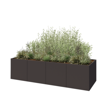 Stalen plantenbak XXL - Rechthoek - 320 x 100 x 80 cm - RAL7016 mat (antraciet grijs) - Met bodemplaat