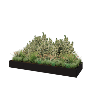 Stalen plantenbak XXL - Rechthoek - 320 x 100 x 30 cm - RAL9005 mat (zwart) - Zonder bodemplaat