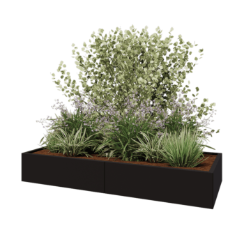 Stalen plantenbak XXL - Rechthoek - 200 x 80 x 30 cm - RAL9005 mat (zwart) - Zonder bodemplaat