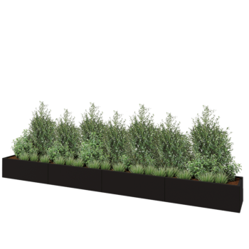 Stalen plantenbak XXL - Rechthoek - 480 x 50 x 40 cm - RAL9005 mat (zwart) - Met bodemplaat