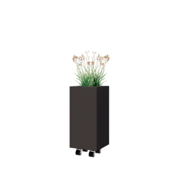 Stalen plantenbak - Vierkant - 30 x 30 x 60 cm - Andere RAL kleur - Met bodemplaat - Met wielen