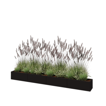 Stalen plantenbak XXL - Rechthoek - 320 x 30 x 30 cm - RAL9005 mat (zwart) - Zonder bodemplaat