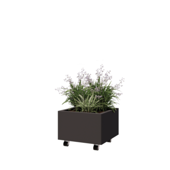 Stalen plantenbak - Vierkant - 50 x 50 x 30 cm - Andere RAL kleur - Met bodemplaat - Met wielen