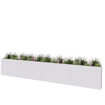 Stalen plantenbak XXL - Rechthoek - 480 x 30 x 80 cm - RAL9010 mat (wit) - Met bodemplaat