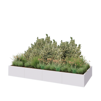 Stalen plantenbak XXL - Rechthoek - 320 x 120 x 40 cm - RAL9010 mat (wit) - Zonder bodemplaat