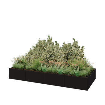 Stalen plantenbak XXL - Rechthoek - 320 x 120 x 40 cm - RAL9005 mat (zwart) - Met bodemplaat