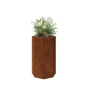 Cortenstaal plantenbak - Achthoek - 48,3 x 48,3 x 80 cm - Met bodemplaat
