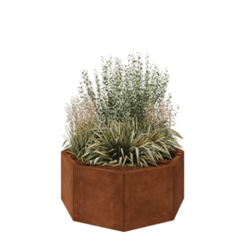 Cortenstaal plantenbak - Achthoek - 96,6 x 96,6 x 40 cm - Zonder bodemplaat