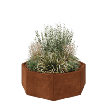 Cortenstaal plantenbak - Achthoek - 120,7 x 120,7 x 40 cm - Zonder bodemplaat